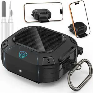 for Beats Powerbeats Fit Case Cover with Safety Lock & Phone Stand | Heavy Duty, Shockproof Protective Case for Powerbeats Fit Earbuds 2025, with Cleaner Kit & Carabiner for Travel, Black for Beats Powerbeats Fit Case Cover with Safety Lock & Phone Stand | Heavy Duty, Shockproof Protective Case for Powerbeats Fit Earbuds 2025, with Cleaner Kit & Carabiner for Travel, Black