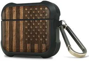 Solid Wood Case for AirPods 4, American Flag, Walnut | AirPods 4th Generation (2024, USB-C) Case with Quick-Release Keychain, Soft Shockproof TPU Cover, Artisan-Engraved Wood Solid Wood Case for AirPods 4, American Flag, Walnut | AirPods 4th Generation (2024, USB-C) Case with Quick-Release Keychain, Soft Shockproof TPU Cover, Artisan-Engraved Wood