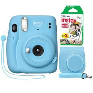 Instax Mini 11 Instant Camera Sky Blue + Minimate Custom Case + Fuji Instax Film 20 Sheets Twin Pack Instax Mini 11 Instant Camera Sky Blue + Minimate Custom Case + Fuji Instax Film 20 Sheets Twin Pack