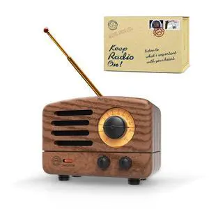 OTR Walnut Retro Vintage Bluetooth Speaker, Small FM Radio/AUX Gift OTR Walnut Retro Vintage Bluetooth Speaker, Small FM Radio/AUX Gift
