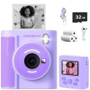 Upgrade Kids Camera Instant Print for Ages 3-12, Portable Instant Print Camera with HD Digital Video, Perfect Christmas Birthday Gift for Boys & Girls, Includes 32GB SD Card - Purple Upgrade Kids Camera Instant Print for Ages 3-12, Portable Instant Print Camera with HD Digital Video, Perfect Christmas Birthday Gift for Boys & Girls, Includes 32GB SD Card - Purple