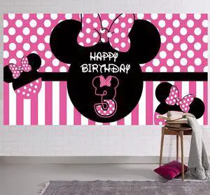 Minnie 3rd Birthday Backdrop Minnie 3rd Birthday Banner Party Supplies Minnie Third Bday Decorations Background (6.6 x 3.3 ft) Minnie 3rd Birthday Backdrop Minnie 3rd Birthday Banner Party Supplies Minnie Third Bday Decorations Background (6.6 x 3.3 ft)