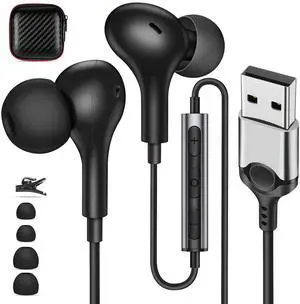 USB Earbuds with Microphone for PC Laptop,Wired USBA Headset,Black | in Ear Buds Noise Isolating Light Laptop Earphones,Headphones with Mic for Dell HP Computer PC Office Zoom Work Gaming School USB Earbuds with Microphone for PC Laptop,Wired USBA Headset,Black | in Ear Buds Noise Isolating Light Laptop Earphones,Headphones with Mic for Dell HP Computer PC Office Zoom Work Gaming School