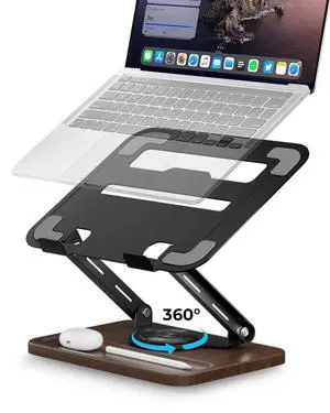 Laptop Stand for Desk, Adjustable Laptop Desk Stand with Wood Base Storage, 360° Rotating Swivel Computer Stand for Laptop, Ventilated Cooling Desktop Holder Fits up to 15.6" Notebooks/Laptops Laptop Stand for Desk, Adjustable Laptop Desk Stand with Wood Base Storage, 360° Rotating Swivel Computer Stand for Laptop, Ventilated Cooling Desktop Holder Fits up to 15.6" Notebooks/Laptops