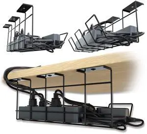 Compact Under Desk Cable Management Tray - Cable Organizer for Wire Management, Desk Wire Organizer, Cable Tray - Black Set of 2x12 Compact Under Desk Cable Management Tray - Cable Organizer for Wire Management, Desk Wire Organizer, Cable Tray - Black Set of 2x12
