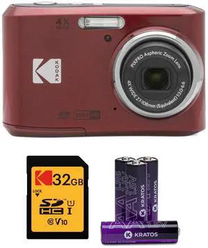 PIXPRO FZ45 Digital Camera (Red) Bundle | 32GB Class 10 UHS-I U1 SDHC Memory Card, AA High-Performance Alkaline Batteries, (3 items) PIXPRO FZ45 Digital Camera (Red) Bundle | 32GB Class 10 UHS-I U1 SDHC Memory Card, AA High-Performance Alkaline Batteries, (3 items)