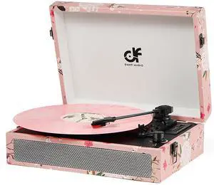 Vinyl Record Player Bluetooth with Built-in Speakers, Vintage Portable Suitcase Turntable 3-Speed with USB Recording Headphone/RCA/AUX Jack for Muisc Record Player Pink Floral Vinyl Record Player Bluetooth with Built-in Speakers, Vintage Portable Suitcase Turntable 3-Speed with USB Recording Headphone/RCA/AUX Jack for Muisc Record Player Pink Floral