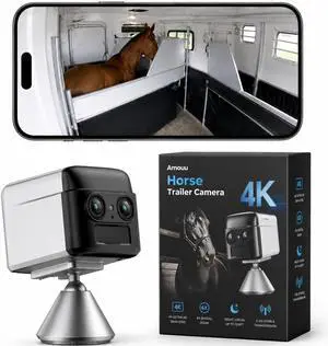 NomadEye Wireless Horse Trailer Camera Live 4K Video to Your Phone with Night Vision, 2-Way Audio, 15H Battery, Magnetic Mount - No Trailer WiFi Needed - Compatible with iPhone & Android NomadEye Wireless Horse Trailer Camera Live 4K Video to Your Phone with Night Vision, 2-Way Audio, 15H Battery, Magnetic Mount - No Trailer WiFi Needed - Compatible with iPhone & Android