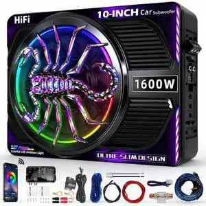 2026 Upgraded 1600W 10" Slim Under Seat Subwoofers with Amp & LED Ambient Lights for Truck/Car - Deep Bass, Individual Controls (LPF/Gain/Bass Boost), High Output Distortion-Free Audio 2026 Upgraded 1600W 10" Slim Under Seat Subwoofers with Amp & LED Ambient Lights for Truck/Car - Deep Bass, Individual Controls (LPF/Gain/Bass Boost), High Output Distortion-Free Audio