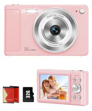 Digital Camera, 56MP, FHD 1080P Point & Shoot Camera, 32GB SD Card | 2 Batteries, Type-C Cable, Camera Bag Included, Burst Mode, Girls & Kids Aged 3+ Ideal for Teens, 1-Year Support Digital Camera, 56MP, FHD 1080P Point & Shoot Camera, 32GB SD Card | 2 Batteries, Type-C Cable, Camera Bag Included, Burst Mode, Girls & Kids Aged 3+ Ideal for Teens, 1-Year Support
