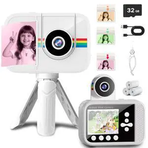 Kids Camera Instant Print,Kids Digital Camera with 3 Color Print Paper,32GB & Mini Tripod,48MP & 1080P Video Christmas Birthday Gifts for Girls and Boys Age 3-12 (White) Kids Camera Instant Print,Kids Digital Camera with 3 Color Print Paper,32GB & Mini Tripod,48MP & 1080P Video Christmas Birthday Gifts for Girls and Boys Age 3-12 (White)