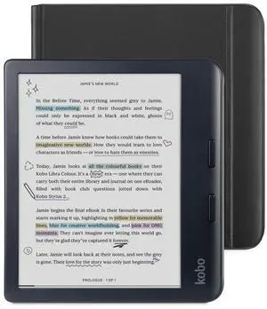 Libra Colour Black eReader & Black Notebook SleepCover Bundle | 7 Glare-Free Colour E Ink Kaleido 3 Display | Dark Mode Option | Waterproof | Built-in-2-Way Stand Cover Libra Colour Black eReader & Black Notebook SleepCover Bundle | 7 Glare-Free Colour E Ink Kaleido 3 Display | Dark Mode Option | Waterproof | Built-in-2-Way Stand Cover