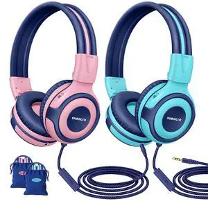 Manyshare Series-2 Pack Wired Headphones for School with Share Port, 75/85/94dB Volume Limit, Kids Headphones w/Cord & Mic for Tablet iPad PC, Foldable Headsets for Travel Plane Boys Girls Manyshare Series-2 Pack Wired Headphones for School with Share Port, 75/85/94dB Volume Limit, Kids Headphones w/Cord & Mic for Tablet iPad PC, Foldable Headsets for Travel Plane Boys Girls