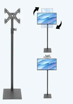 Floor TV Stand with VESA Mount, Extra Tall Monitor Stand with Steel Flat Base, Universal Pole for 14 to 43 Inch Television Screen, Freestanding Height Adjustable Stand for Corner, Office, Home Floor TV Stand with VESA Mount, Extra Tall Monitor Stand with Steel Flat Base, Universal Pole for 14 to 43 Inch Television Screen, Freestanding Height Adjustable Stand for Corner, Office, Home