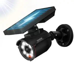 Solar Powered Fake Security Camera Outdoor with Motion Sensor Floodlight | Dummy Surveillance Camera, LED Deterrent Light, Battery Powered, IP66 Waterproof Solar Powered Fake Security Camera Outdoor with Motion Sensor Floodlight | Dummy Surveillance Camera, LED Deterrent Light, Battery Powered, IP66 Waterproof