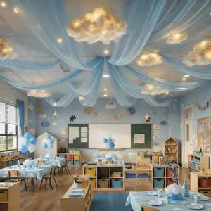 15 Pcs Blue Sky White Cloud Ceiling Decor, 8 Pcs 60x12 ft Blue Sky Backdrop, 6 Artificial Cloud 3D Cotton for DIY Classroom Hanging Ornament Birthday Wedding Nursery Room with Light String 15 Pcs Blue Sky White Cloud Ceiling Decor, 8 Pcs 60x12 ft Blue Sky Backdrop, 6 Artificial Cloud 3D Cotton for DIY Classroom Hanging Ornament Birthday Wedding Nursery Room with Light String