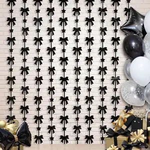 Bow Foil Fringe Curtains, Black Bow Birthday Backdrop, 2 Pack | Bow Party Decorations Black Birthday Party Supplies Photo Booth Props Streamers for Bachelorette Girl Baby Shower Party Decor Bow Foil Fringe Curtains, Black Bow Birthday Backdrop, 2 Pack | Bow Party Decorations Black Birthday Party Supplies Photo Booth Props Streamers for Bachelorette Girl Baby Shower Party Decor