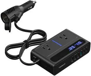 200W Car Power Inverter, 36W USB C Car Charger Adapter Fast Charging | Converter with 2 AC Outlets & 6 USB Ports, PD/QC 3.0 Fast Charging Car Adapter for Phones, Camping, Road Trip & Travel, Black 200W Car Power Inverter, 36W USB C Car Charger Adapter Fast Charging | Converter with 2 AC Outlets & 6 USB Ports, PD/QC 3.0 Fast Charging Car Adapter for Phones, Camping, Road Trip & Travel, Black