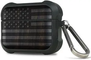 Solid Wood Case for AirPods Pro 3, American Flag, Black | AirPods Pro Case 3rd Generation, Titanium metal Quick-Release Keychain, Compatible with Wireless Charging, Wood-Engraved Solid Wood Case for AirPods Pro 3, American Flag, Black | AirPods Pro Case 3rd Generation, Titanium metal Quick-Release Keychain, Compatible with Wireless Charging, Wood-Engraved