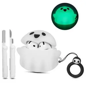 for AirPods 4 Case Cover with Cleaner Kit, Glow in ihe Dark | Cute Ghost Case for Apple AirPods 4th Generation, Soft Silicone kawaii Anime Funny Cases for Women Men for AirPods 4 Case Cover with Cleaner Kit, Glow in ihe Dark | Cute Ghost Case for Apple AirPods 4th Generation, Soft Silicone kawaii Anime Funny Cases for Women Men