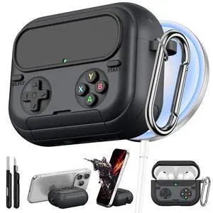 Retro Game Case for AirPods Pro 3 | Game Console Design Protective Cover with Foldable Stand, Secure Lock Anti-Drop Shockproof PC+TPU Case, Keychain & Cleaning Kit for Men & Boys, Black Retro Game Case for AirPods Pro 3 | Game Console Design Protective Cover with Foldable Stand, Secure Lock Anti-Drop Shockproof PC+TPU Case, Keychain & Cleaning Kit for Men & Boys, Black