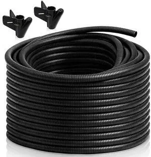 120ft 1/2 inch Split Wire Loom Tubing Kit with 2 Clamps - Flexible Abrasion Resistant Conduit for Automotive, Mechanical Cable Protection 120ft 1/2 inch Split Wire Loom Tubing Kit with 2 Clamps - Flexible Abrasion Resistant Conduit for Automotive, Mechanical Cable Protection