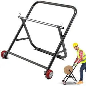 Cable Caddy for Spool with Wheels- Foldable Wire Spool Rack Holder Portable Wire Spool Reel Caddy 100lb Capacity to Keep Cables Tidy and Organized, Single Axle Cable Caddy for Spool with Wheels- Foldable Wire Spool Rack Holder Portable Wire Spool Reel Caddy 100lb Capacity to Keep Cables Tidy and Organized, Single Axle