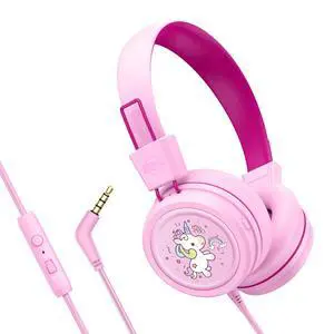 KidJamz KJ55 Wired Childrens Headphones with 3.5mm Plug, Colorful Graphics, Volume Limiter & Microphone, Adjustable On-Ear Kids Headset for Online Learning/School/Travel/Tablet (Pink) KidJamz KJ55 Wired Childrens Headphones with 3.5mm Plug, Colorful Graphics, Volume Limiter & Microphone, Adjustable On-Ear Kids Headset for Online Learning/School/Travel/Tablet (Pink)