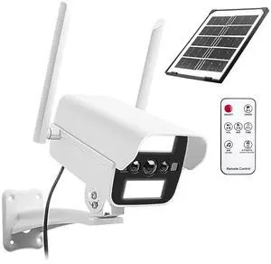 Solar Fake Security Camera with Motion Sensor Light&Audio& Sound&Doorbell for Outdoor, Decoy Simulated Dummy Surveillance Cameras for Outside, IP54, Warning Sticker Included (Solar+Battery) Solar Fake Security Camera with Motion Sensor Light&Audio& Sound&Doorbell for Outdoor, Decoy Simulated Dummy Surveillance Cameras for Outside, IP54, Warning Sticker Included (Solar+Battery)