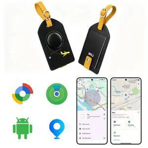 Smart Bluetooth Luggage Tracker Tag for iOS & Android | Works with Apple Find My & Google Find Hub, Anti-Lost Leather Travel Locator for Suitcase, Backpack, Black Smart Bluetooth Luggage Tracker Tag for iOS & Android | Works with Apple Find My & Google Find Hub, Anti-Lost Leather Travel Locator for Suitcase, Backpack, Black