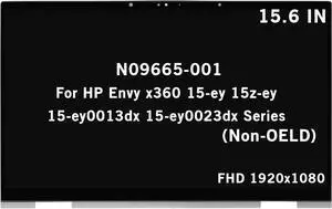 N09665-001 Screen Replacement for HP Envy x360 15-ey 15z-ey 15-ey0013dx 15-ey0023dx Series FHD 1920x1080 IPS LCD Display Touch Screen Digitizer Assembly Bezel with Control Board (Non-OELD) N09665-001 Screen Replacement for HP Envy x360 15-ey 15z-ey 15-ey0013dx 15-ey0023dx Series FHD 1920x1080 IPS LCD Display Touch Screen Digitizer Assembly Bezel with Control Board (Non-OELD)