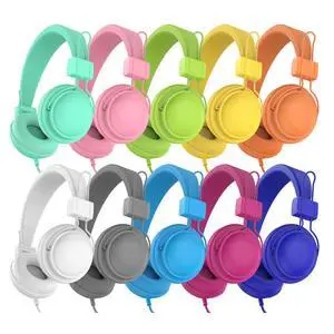 Classroom Headphones 10 Pack with Microphone & Shareport,Multicolor | K-12 Classroom use, Comfortable, 85dB Volume Limit, Shareable & Foldable, 3.5mm Jack, For Chromebook & Online Learning Classroom Headphones 10 Pack with Microphone & Shareport,Multicolor | K-12 Classroom use, Comfortable, 85dB Volume Limit, Shareable & Foldable, 3.5mm Jack, For Chromebook & Online Learning