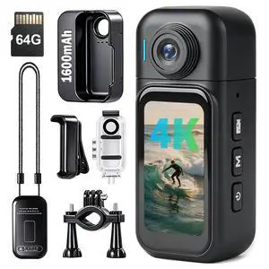 4K Mini Body Camera - Wearable POV Cam with Back Clip 64GB | 1.47" Touch Screen,5 Hours Recording,180° Rotating Lens Hands-Free for Vlogging Travel Workers Cycling Motorcycle(Black) 4K Mini Body Camera - Wearable POV Cam with Back Clip 64GB | 1.47" Touch Screen,5 Hours Recording,180° Rotating Lens Hands-Free for Vlogging Travel Workers Cycling Motorcycle(Black)
