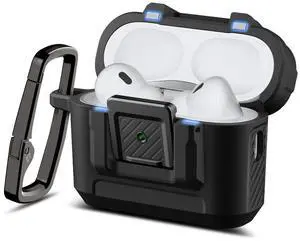 Lock Fit Designed for AirPods Pro 3 Case (2025) with Lock | One-Touch Open with Secure Locking Clip, PC & TPU Multi Layer Shell, Carabiner Included - Matte Black Lock Fit Designed for AirPods Pro 3 Case (2025) with Lock | One-Touch Open with Secure Locking Clip, PC & TPU Multi Layer Shell, Carabiner Included - Matte Black