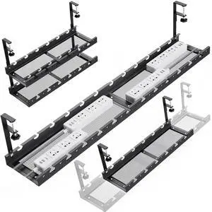 31Inch Extendable Under Desk Cable Management Tray Multi-Model Metal Cable Management Tray Under Desk Cord Management with Clamp Power Strip Cord Holder for Wire Cable Management 31Inch Extendable Under Desk Cable Management Tray Multi-Model Metal Cable Management Tray Under Desk Cord Management with Clamp Power Strip Cord Holder for Wire Cable Management