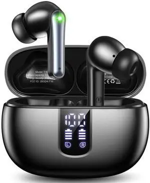 Ear Buds Wireless Earbuds - Bluetooth 5.3 Headphones (48H Playback) Built in Mic with LED Display Charging Case, IP7 Waterproof Earphone for iPhone Andriod Phones Laptop Sports Workout-Black Ear Buds Wireless Earbuds - Bluetooth 5.3 Headphones (48H Playback) Built in Mic with LED Display Charging Case, IP7 Waterproof Earphone for iPhone Andriod Phones Laptop Sports Workout-Black