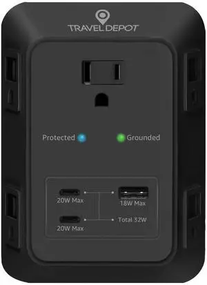 PD USB Wall Charger Surge Protector, 5 Outlet, (Black) | Extender 2 USB C & 1 USBA Charging Ports, Fast Charge 3 Sided Power Strip Multi Plug Outlets Wall Adapter for Home Office PD USB Wall Charger Surge Protector, 5 Outlet, (Black) | Extender 2 USB C & 1 USBA Charging Ports, Fast Charge 3 Sided Power Strip Multi Plug Outlets Wall Adapter for Home Office