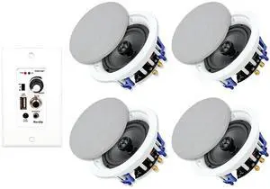 5.25 Inch Bluetooth Ceiling Speakers Max Power 600W 2-Way Flush Mount Plus Wall Mount Amplifier Receiver Suitable for Home Theater Bathroom Living Room Kitchen Office(4 Speakers) 5.25 Inch Bluetooth Ceiling Speakers Max Power 600W 2-Way Flush Mount Plus Wall Mount Amplifier Receiver Suitable for Home Theater Bathroom Living Room Kitchen Office(4 Speakers)