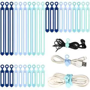 48 Pcs Silicone Cable Ties Reusable small cord wrap ties silicone Cable Organizer Elastic Zip Straps Adjustable Electronic Organizer for school teacher Office Desk gift(Gradient Blue,3 Sizes) 48 Pcs Silicone Cable Ties Reusable small cord wrap ties silicone Cable Organizer Elastic Zip Straps Adjustable Electronic Organizer for school teacher Office Desk gift(Gradient Blue,3 Sizes)