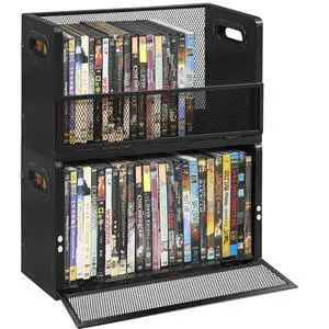 DVD Storage Rack - 2 Pack, Holds 56 DVD Cases or 64 Blu-ray Cases | Desktop/Closet DVD/Blu-ray Rack, Space-saving, Holds Game Cases/Papers/Cards, Sturdy Metal, Compact DVD Storage Rack - 2 Pack, Holds 56 DVD Cases or 64 Blu-ray Cases | Desktop/Closet DVD/Blu-ray Rack, Space-saving, Holds Game Cases/Papers/Cards, Sturdy Metal, Compact