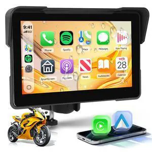 7" Motorcycle Wireless CarPlay GPS Navigation System, Android Auto Portable CarPlay Screen for Motorcycle, Dual Bluetooth Car Play Moto, Si-ri, Goo-gle Assistant, EQ, IP67 Waterproof Moto Screen 7" Motorcycle Wireless CarPlay GPS Navigation System, Android Auto Portable CarPlay Screen for Motorcycle, Dual Bluetooth Car Play Moto, Si-ri, Goo-gle Assistant, EQ, IP67 Waterproof Moto Screen