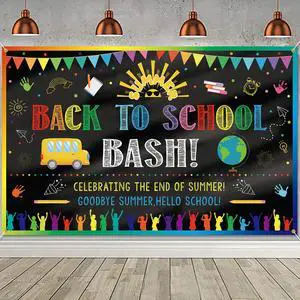 Back to School Bash Backdrop Banner End of Summer Back to School Decoration First Day of School Backdrop Preschool Kindergarten Classroom Party Background Decoration Photo Booth Props Back to School Bash Backdrop Banner End of Summer Back to School Decoration First Day of School Backdrop Preschool Kindergarten Classroom Party Background Decoration Photo Booth Props