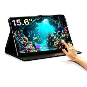 15.6" FHD Portable Monitor Touchscreen for Laptop | 10-Point Touch FHD IPS screen with dual speakers, protective case & stand. For Laptop PC Phone Gaming 15.6" FHD Portable Monitor Touchscreen for Laptop | 10-Point Touch FHD IPS screen with dual speakers, protective case & stand. For Laptop PC Phone Gaming