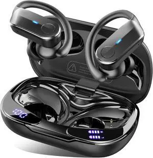 Wireless Earbuds Sport with Earhooks, Bluetooth 5.4 Headphones with 4-Mic ENC Noise Cancelling, IPX8 Waterproof, 70H Deep Bass, LED, USB-C Earphones for Running Workout Gym, Ear Buds for Android iOS Wireless Earbuds Sport with Earhooks, Bluetooth 5.4 Headphones with 4-Mic ENC Noise Cancelling, IPX8 Waterproof, 70H Deep Bass, LED, USB-C Earphones for Running Workout Gym, Ear Buds for Android iOS