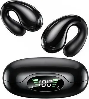 Upgraded Ultra Open Ear Earbuds - Lightweight Comfort Clip-On Wireless Bone Conduction Earbuds, Secure Fit & AI-Powered Clear Calls Bluetooth Open Ear Headphones for Work,Commute,Workout, Black Upgraded Ultra Open Ear Earbuds - Lightweight Comfort Clip-On Wireless Bone Conduction Earbuds, Secure Fit & AI-Powered Clear Calls Bluetooth Open Ear Headphones for Work,Commute,Workout, Black