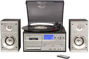 CR7014A-BK Eclipse 9-in-1 Record Player with Speakers, Black | 3-Speed Turntable, Bluetooth In, External Full-Range 30W Stereo Speakers, USB/SD Playback & Recording Functions, AM/FM Radio CR7014A-BK Eclipse 9-in-1 Record Player with Speakers, Black | 3-Speed Turntable, Bluetooth In, External Full-Range 30W Stereo Speakers, USB/SD Playback & Recording Functions, AM/FM Radio