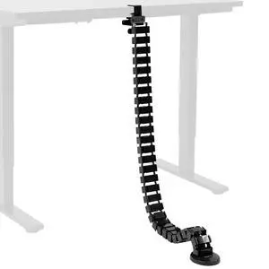 No Drill Clamp-on Desk Vertebrae Cable Management Kit, Adjustable Quad Entry Flexible Cord Organizer for Home Office, Black, DESK-AC01P-B No Drill Clamp-on Desk Vertebrae Cable Management Kit, Adjustable Quad Entry Flexible Cord Organizer for Home Office, Black, DESK-AC01P-B