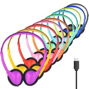 USB C Headphones Bulk for Classroom School Kids 10 Pack,USB Type C | Headphones Wired for School Student Children Compatible with Pad Smartphones Tablet Chromebooks Mixed Colors USB C Headphones Bulk for Classroom School Kids 10 Pack,USB Type C | Headphones Wired for School Student Children Compatible with Pad Smartphones Tablet Chromebooks Mixed Colors