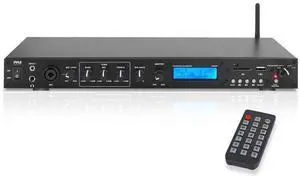 Rack Mount Studio Pre-Amplifier - Audio Receiver System w/ Digital LCD Display Bluetooth FM Radio Recording Mode Remote Control USB Flash or SD Card Reader Input and Output Jack - PPRE70BT Rack Mount Studio Pre-Amplifier - Audio Receiver System w/ Digital LCD Display Bluetooth FM Radio Recording Mode Remote Control USB Flash or SD Card Reader Input and Output Jack - PPRE70BT