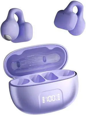Clip On Earbuds,Open Ear Headphones Mini Bone Conduction Headphones(Purple) | IPX6 Waterproof Bluetooth Earbuds, Bluetooth 5.4 Ear Clip Earphones for Running Walking, Workout Clip On Earbuds,Open Ear Headphones Mini Bone Conduction Headphones(Purple) | IPX6 Waterproof Bluetooth Earbuds, Bluetooth 5.4 Ear Clip Earphones for Running Walking, Workout